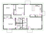 #h74 Ranch House Plans 1600 SQ FT Slab 3bdrm 2 bth