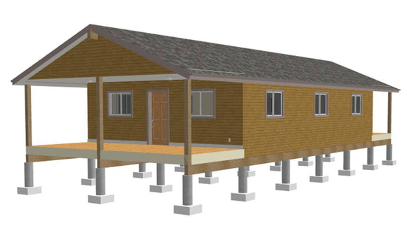 25 x 40 One Room Cabin Plans