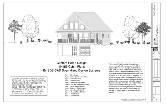 H156 24 x 32 Cabin Plans with PDF