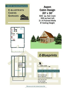 H259 Aspen Cabin Design 20' x 30' in PDF