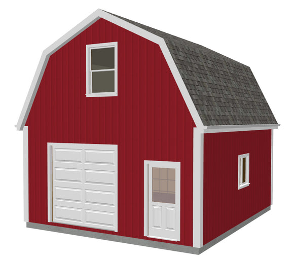 g524 20 X 24 X 10 Gambrel Garage Barn Plans PDF