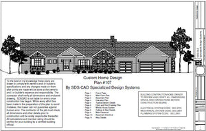H107 Executive Ranch House Plans 2000 SQ FT Main 4 Bedroom 3 Bath in PDF files