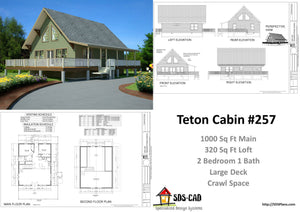 #h257 1000 sq ft Custom Cabin Design With Crawl Space in PDF