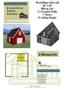 20' x 20' Workshop Garage with Loft Plan